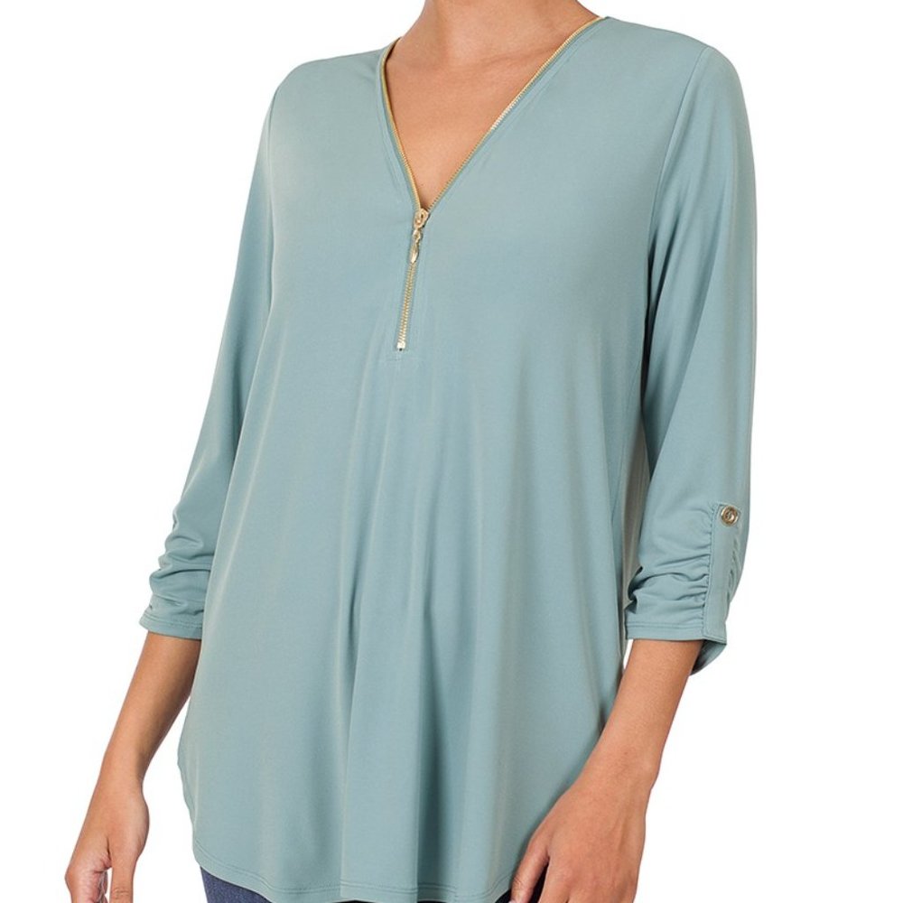 BECCA BLOUSE - BLUE GREY